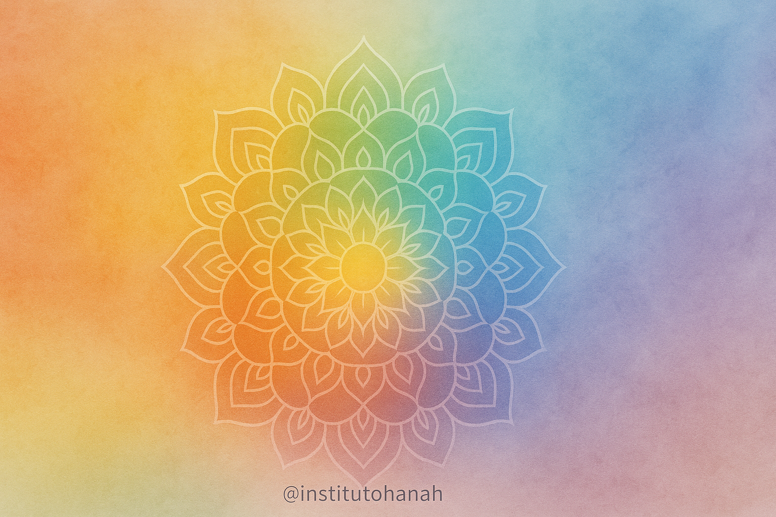 Mandala das cores dos chakras em gradiente, simbolizando equilíbrio energético e bem-estar integral.