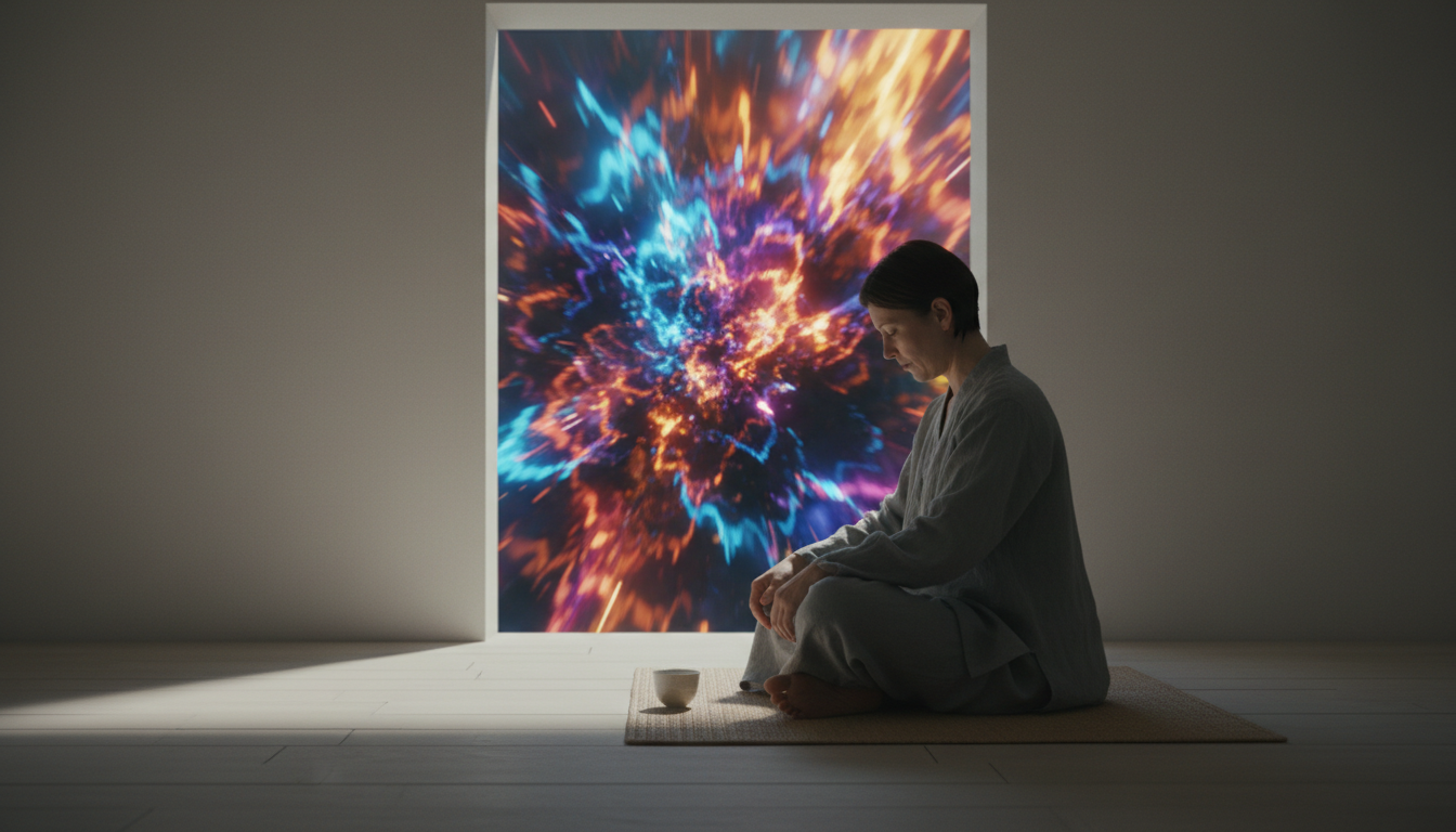 Espiritualidade não é atalho no processo terapêutico — terapeuta em ambiente sóbrio refletindo sobre ética e transformação emocional.